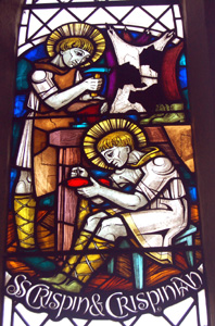 Harrold church stained glass in north aisle window May 2008